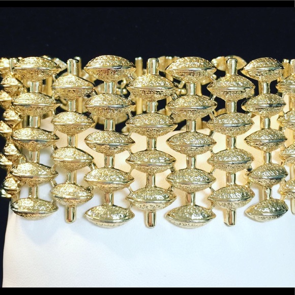 Vintage Signed Coro Gold Tone Wide Bracelet